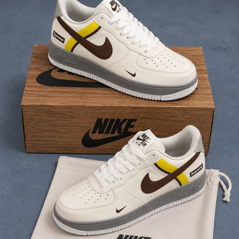 Pre_mium_White Brown Casual Sneakers for Men | Cult Culture