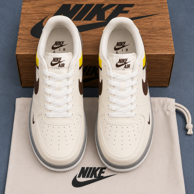 Pre_mium_White Brown Casual Sneakers for Men | Cult Culture