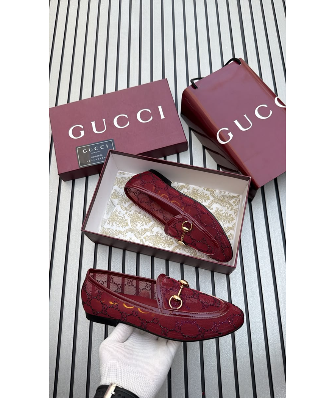 Lux_ury Burg_undy Horsebit Loafers for Men
