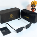 Vers@ce Style Luxury Black Rimless Sunglasses for Men & Women | Premium UV400 Shades