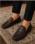 Lux_ury Bro_wn Metal Accent Loafers for Men