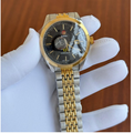 Ra_do Golden Horse Men's Two-Tone Stainless Steel Analog Watch – Black Dial