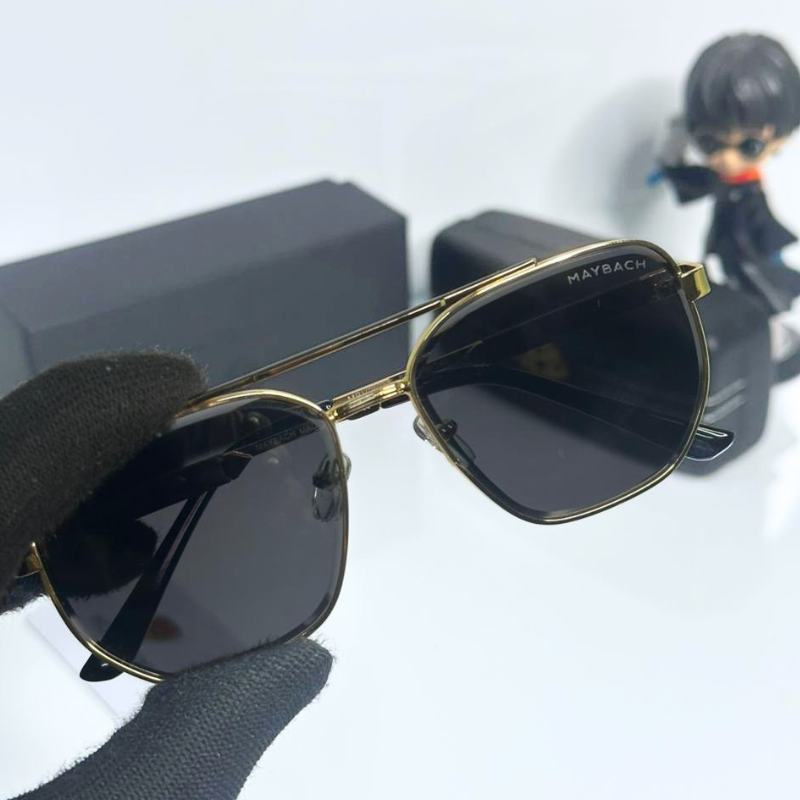 Mayb@ch Luxury Rimless Black Sunglasses with Gold Frame | Premium UV400 Shades for Men & Women