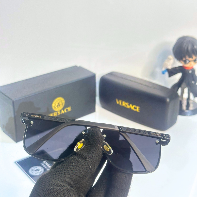 Vers@ce Style Luxury Black Rimless Sunglasses for Men &amp; Women | Premium UV400 Shades