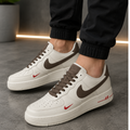 Me_n's Prem_ium White & Brown Low-Top Sneakers