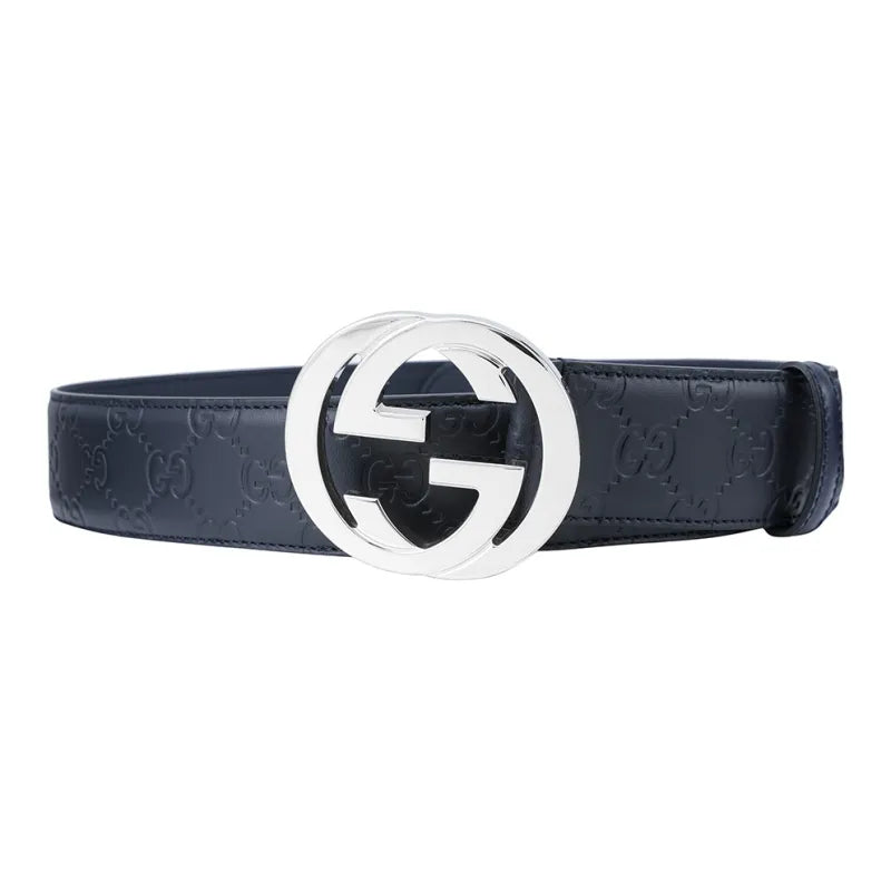 Gucci Signature Nickel Hardware, Leather Belt for Men, 4cm Width