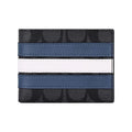 Co_ach Billfold Wallet PVC Wallet Men's Black & Gray & Blue & White