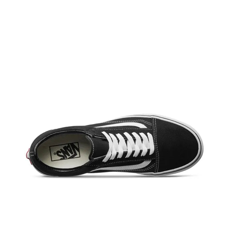 Va_ns Original Skool Black Suede Low-Top Skateboarding Shoes Unisex Black White