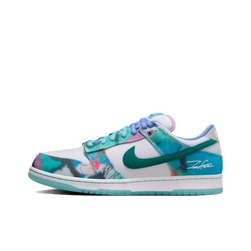 Nik_e x Futura Laboratory Sb Dunk Low Og Qs White and Geode Teal